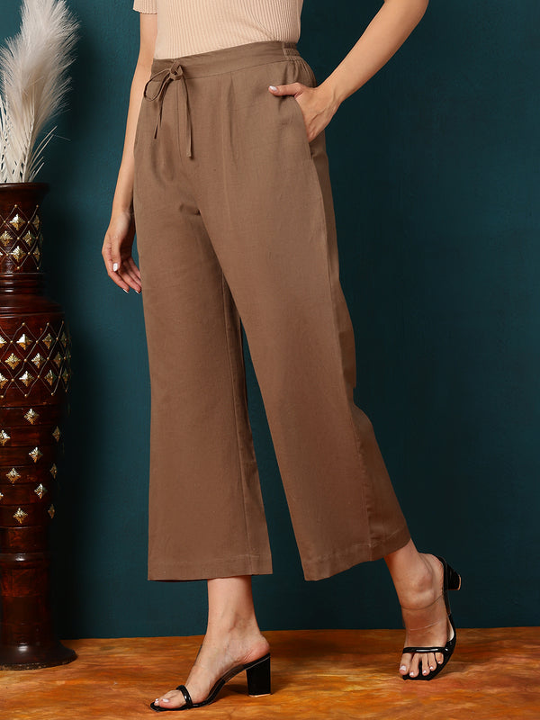 Cotton Flex Ankle Length Solid Regular Bottom