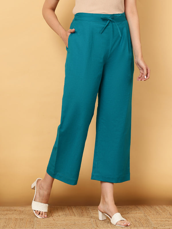 Cotton Flex Ankle Length Solid Regular Bottom