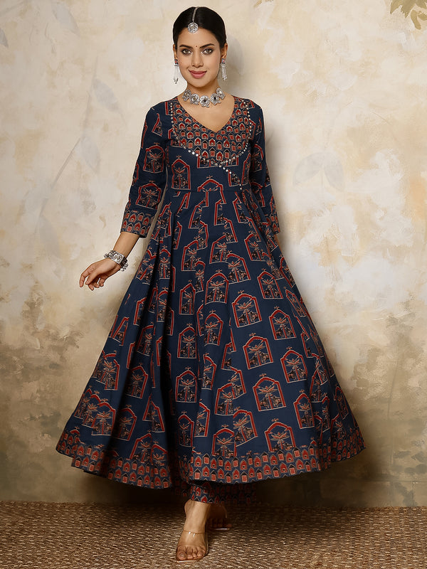 Women Printed Flared Kurta Set