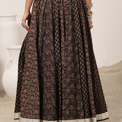 Cotton Ankle Length Printed Flared Skirt
