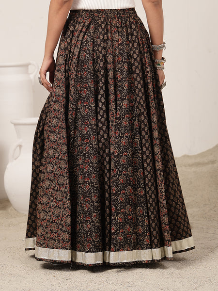 Cotton Ankle Length Printed Flared Skirt