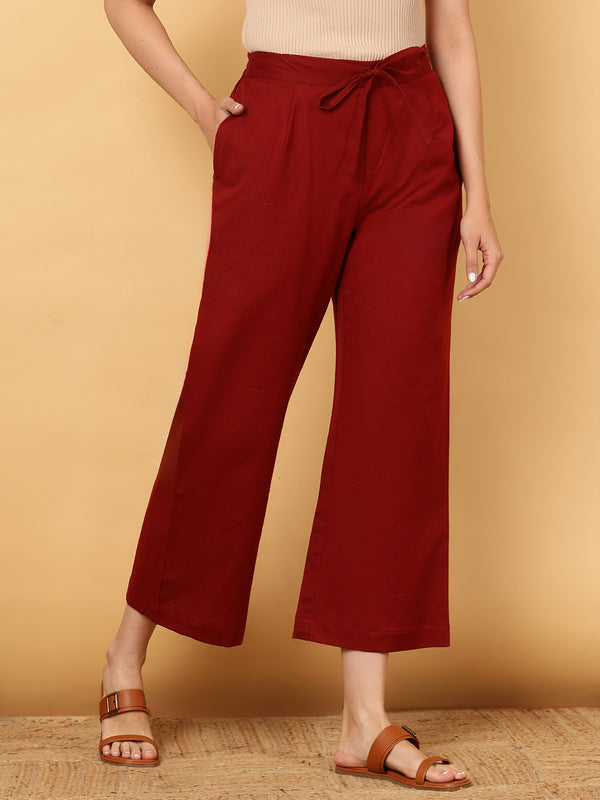 Cotton Flex Ankle Length Solid Regular Bottom