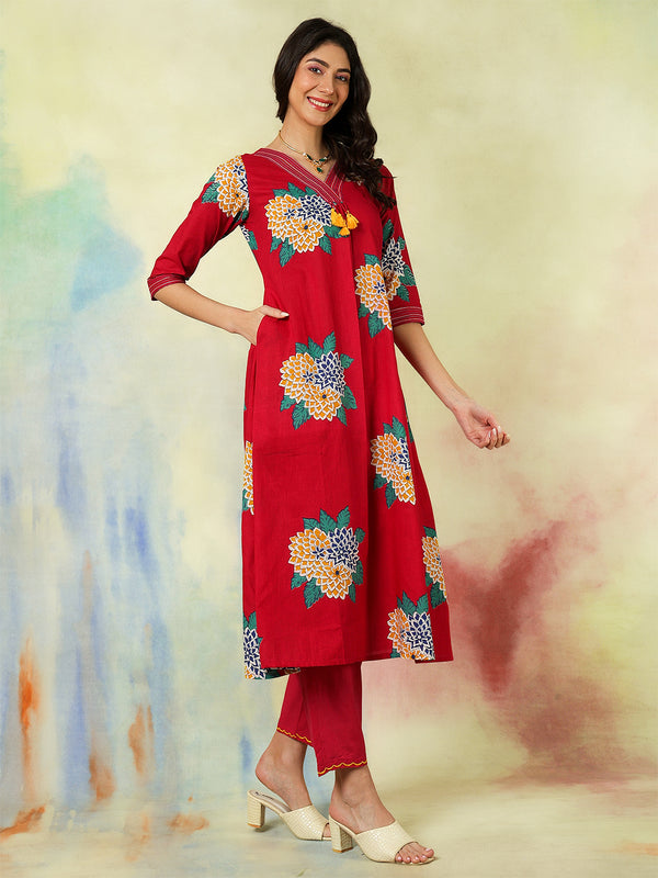 Black Rayon Printed Embroidered Straight Kurta Suit Set