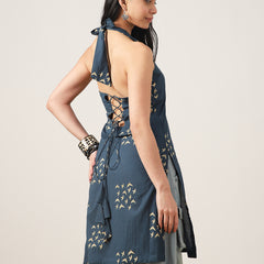 Rayon Mid Length Printed Sleeveless V-Neck Straight Kurta