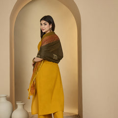 Gulmohar Jaipur Rayon Calf Length Solid Sleeveless V-Neck Straight Kurta Suit Set