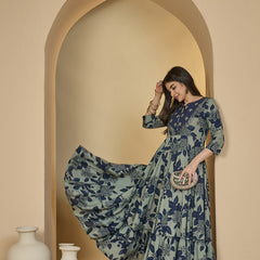 Gulmohar Jaipur Cotton Ankle Length Printed 3/4 Sleeves Sweetheart Neck Anarkali Kurta