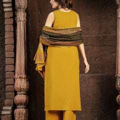 Gulmohar Jaipur Rayon Calf Length Solid Sleeveless V-Neck Straight Kurta Suit Set