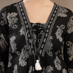 Gulmohar Jaipur Cotton Hip Length Printed 3/4 Sleeves V-Neck Flared Top