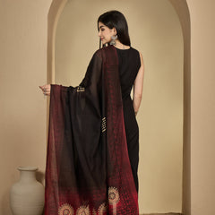 Gulmohar Jaipur Rayon Calf Length Solid Sleeveless V-Neck Straight Kurta Suit Set