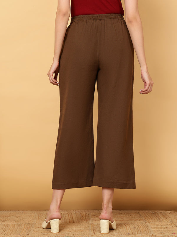 Cotton Flex Ankle Length Solid Regular Bottom