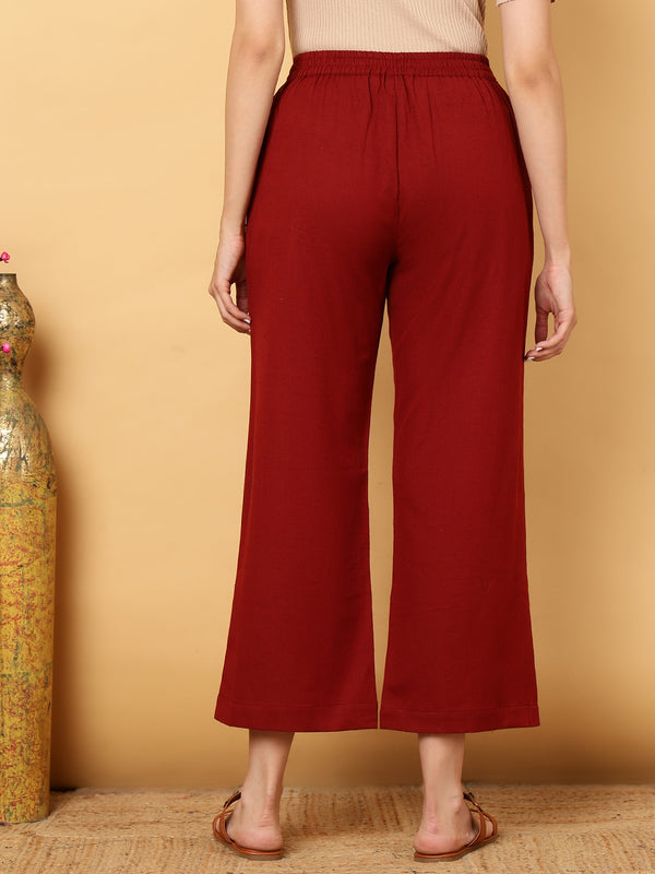Cotton Flex Ankle Length Solid Regular Bottom