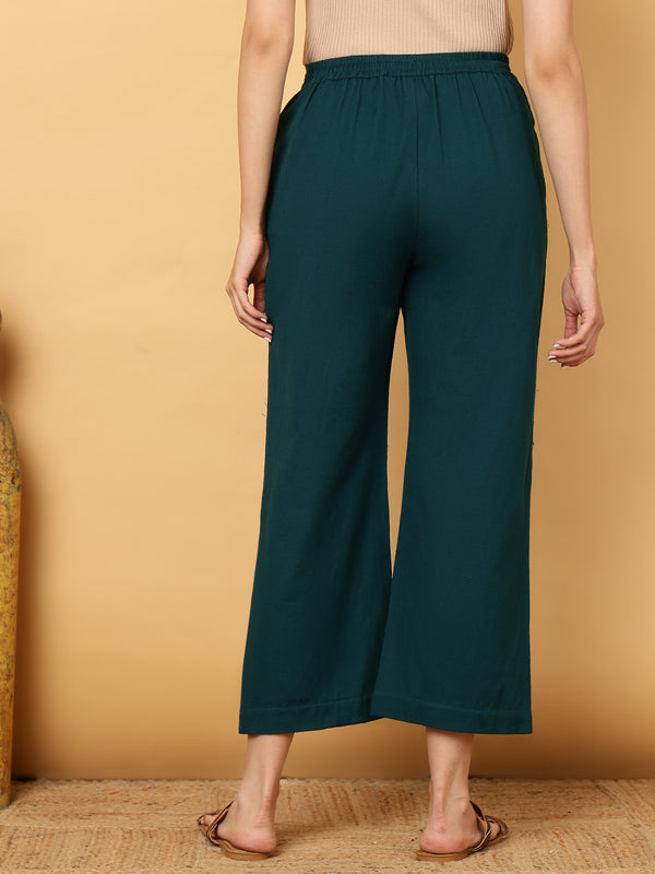 Cotton Flex Ankle Length Solid Regular Bottom