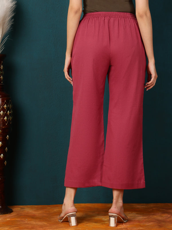 Cotton Flex Ankle Length Solid Regular Bottom