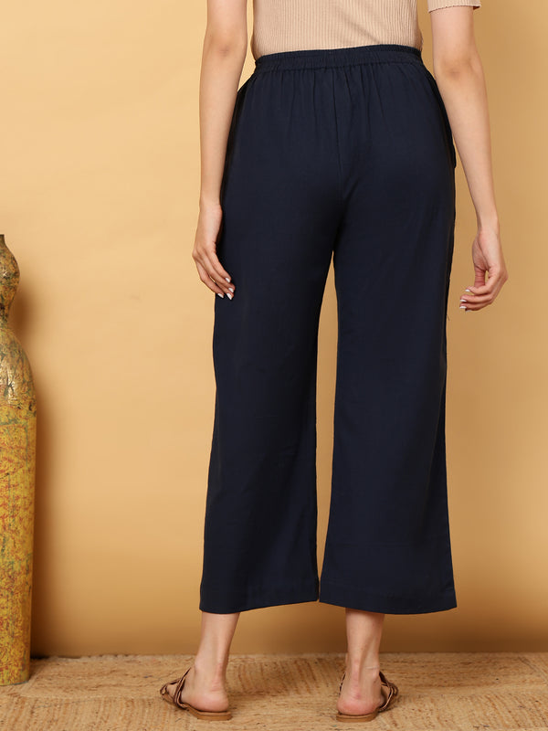 Cotton Flex Ankle Length Solid Regular Bottom