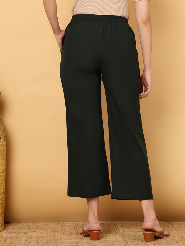 Cotton Flex Ankle Length Solid Regular Bottom
