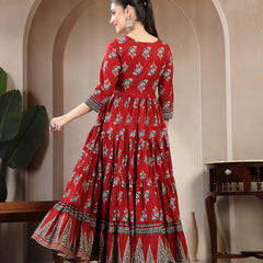 Gulmohar Jaipur Cotton Ankle Length Printed 3/4 Sleeves Sweetheart Neck Anarkali Kurta
