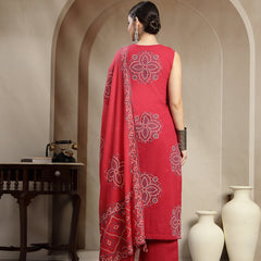 Gulmohar Jaipur Cotton Calf Length Printed Sleeveless Round Neck Straight Kurta Suit Set