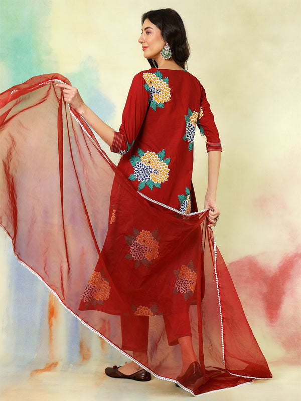 Black Rayon Printed Embroidered Straight Kurta Suit Set