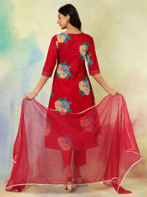 Black Rayon Printed Embroidered Straight Kurta Suit Set
