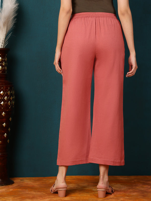 Cotton Flex Ankle Length Solid Regular Bottom