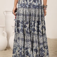 Cotton Ankle Length Printed Flared Skirt