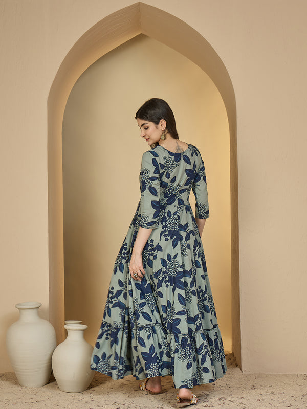 Gulmohar Jaipur Cotton Ankle Length Printed 3/4 Sleeves Sweetheart Neck Anarkali Kurta