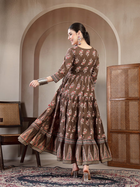 Gulmohar Jaipur Cotton Ankle Length Printed 3/4 Sleeves Sweetheart Neck Anarkali Kurta