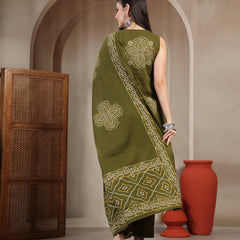 Gulmohar Jaipur Cotton Calf Length Printed Sleeveless Round Neck Straight Kurta Suit Set