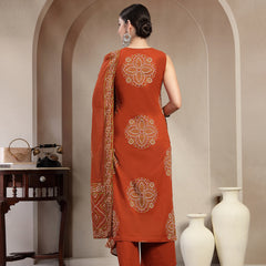 Gulmohar Jaipur Cotton Calf Length Printed Sleeveless Round Neck Straight Kurta Suit Set