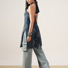 Rayon Mid Length Printed Sleeveless V-Neck Straight Kurta