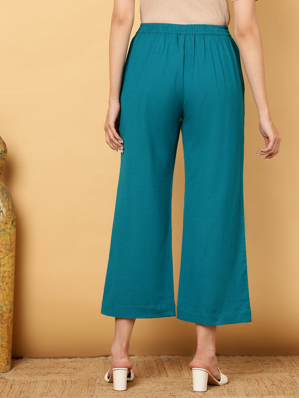 Cotton Flex Ankle Length Solid Regular Bottom