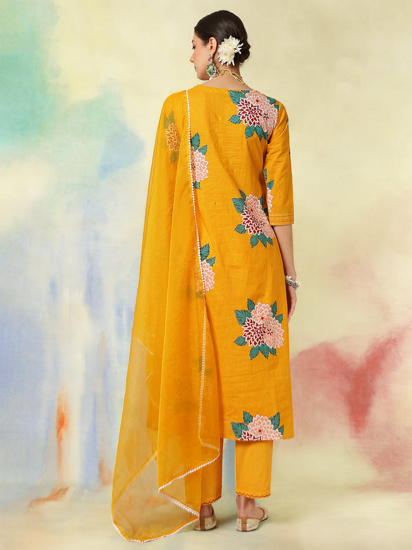 Black Rayon Printed Embroidered Straight Kurta Suit Set