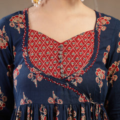 Gulmohar Jaipur Cotton Ankle Length Printed 3/4 Sleeves Sweetheart Neck Anarkali Kurta