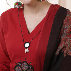 Rayon Calf Length Solid 3/4 Sleeves V-Neck Flared Kurta Suit Set