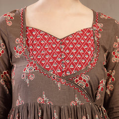 Gulmohar Jaipur Cotton Ankle Length Printed 3/4 Sleeves Sweetheart Neck Anarkali Kurta