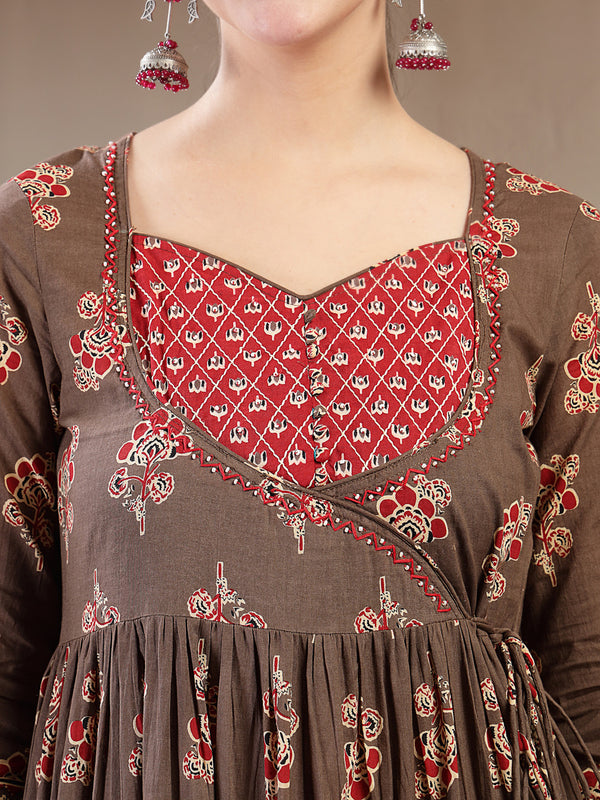 Gulmohar Jaipur Cotton Ankle Length Printed 3/4 Sleeves Sweetheart Neck Anarkali Kurta