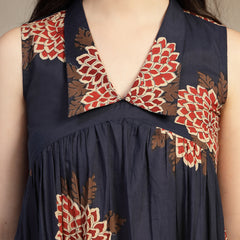 Gulmohar Jaipur Cotton Calf Length Printed Sleeveless Collard Neck Flared Kurta