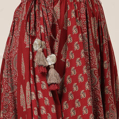 Cotton Ankle Length Printed Flared Skirt