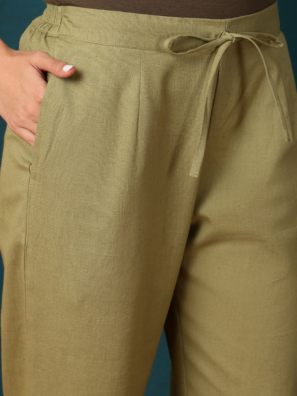 Cotton Flex Ankle Length Solid Regular Bottom