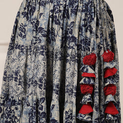 Cotton Ankle Length Printed Flared Skirt