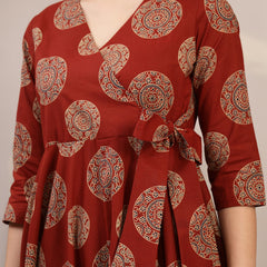 Gulmohar Jaipur Cotton Calf Length Printed 3/4 Sleeve V-Neck Anarkali Kurta Suit Set