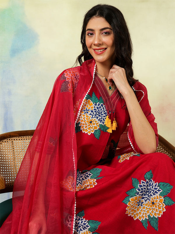 Black Rayon Printed Embroidered Straight Kurta Suit Set