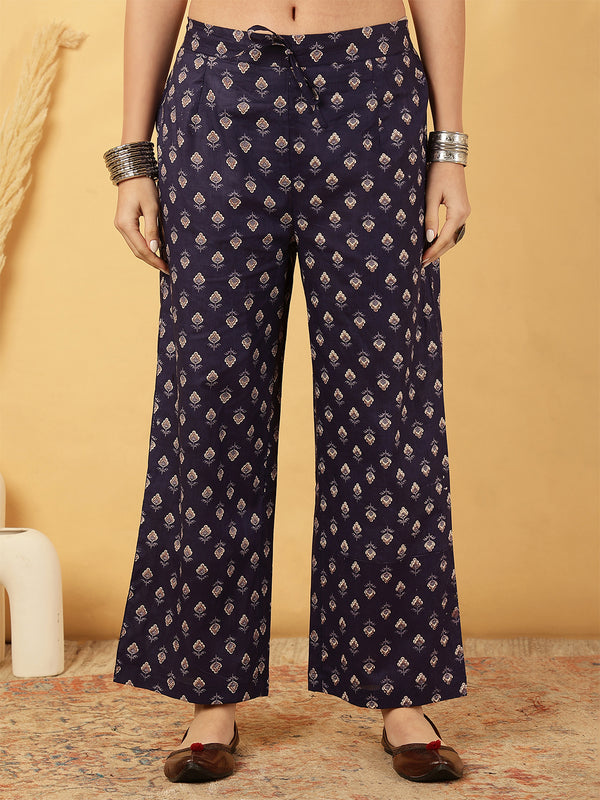 Calf Length Printed Straight 3/4 Sleeves Round Neck Kurta Bottom Dupatta Set