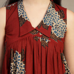 Gulmohar Jaipur Cotton Calf Length Printed Sleeveless Collard Neck Flared Kurta