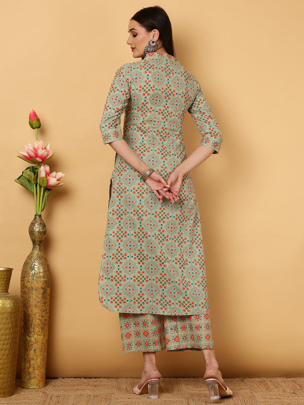 Calf Length Straight Shirt Coller Kurta Palazzo Set