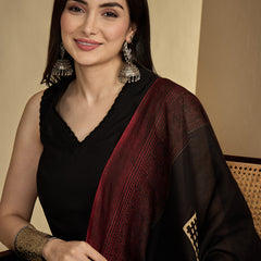 Gulmohar Jaipur Rayon Calf Length Solid Sleeveless V-Neck Straight Kurta Suit Set