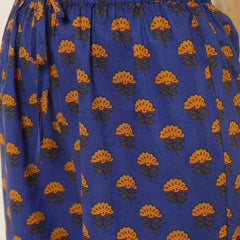 Cotton Calf Length Printed 3/4 Sleeves Key Hole Neck Anarkali Kurta Suit Set