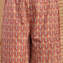 Gulmohar Jaipur Rayon Calf Length Printed 3/4 Sleeve Mandarin Collar A-Line Kurta Suit Set