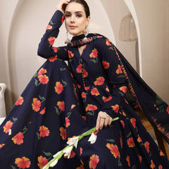 Gulmohar Jaipur Cotton Calf Length Printed Full Sleeves V-Neck Anarkali Kurta Suit Set