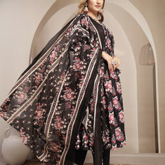 Gulmohar Jaipur Cotton Calf Length Printed 3/4 Sleeve V-Neck Flared Kurta Suit Set